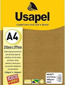 PAPEL KRAFT 180G A4 NATURAL COM 50 USAPEL