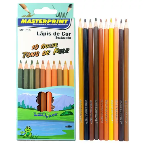 LAPIS DE COR DE RESINA TONS DE PELE CAIXA COM 10 UNIDADES 