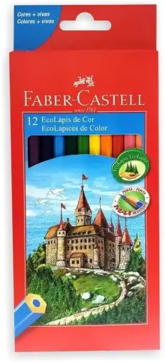 Lápis de Cor Sextavado, Faber-Castell, Ecolápis, 12 Cores