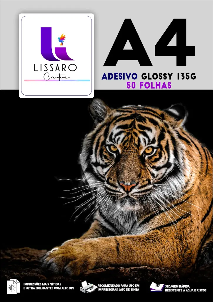 PAPEL FOTO NEUTRO AUTO ADESIVO GLOSSY 135G A4 - 50 FLS 