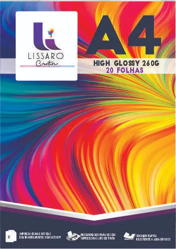 PAPEL FOTO NEUTRO HIGH GLOSSY 260G A4 PACOTE C/ 20 FLS 