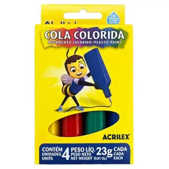 COLA COLORIDA 4 CORES 23G CADA - UN - ACRILEX